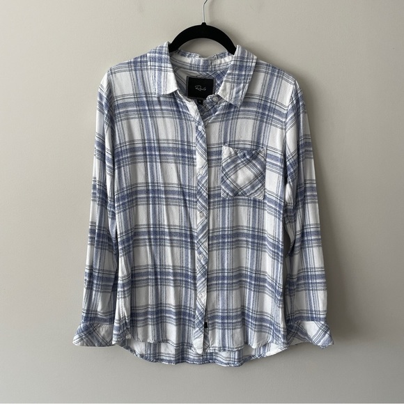 RAILS Hunter Plaid Blue White Button Down XS - Picture 2 of 7